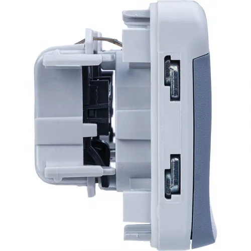 Розетка 2-м СП Plexo 16А IP55 горизонт. 2х2P+E с заземл. с крышкой немецк. стандарт механизм сер. Leg 069576 фото 3