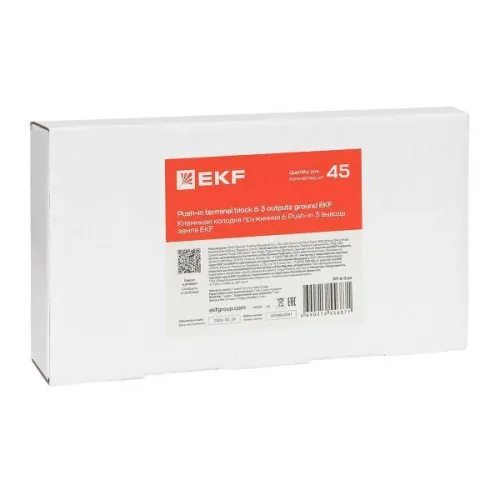 Колодка клеммная пружинная 6 Push-in 3 вывода земля EKF PIT-6-3-pe фото 3