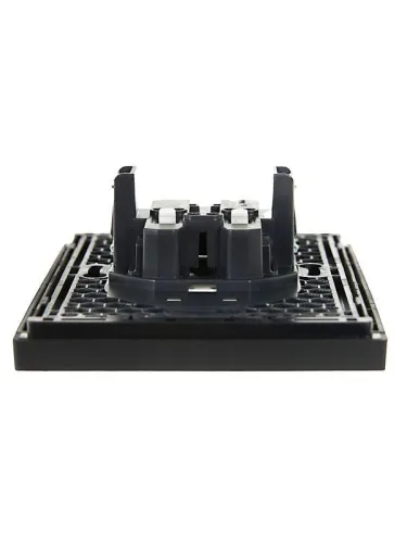 Розетка 2-м СП FORTE&PIANO FP125 10А без заземл. защ. шторки безвинт. крепл. черн. IEK FP-R23-10-1-K02 фото 2