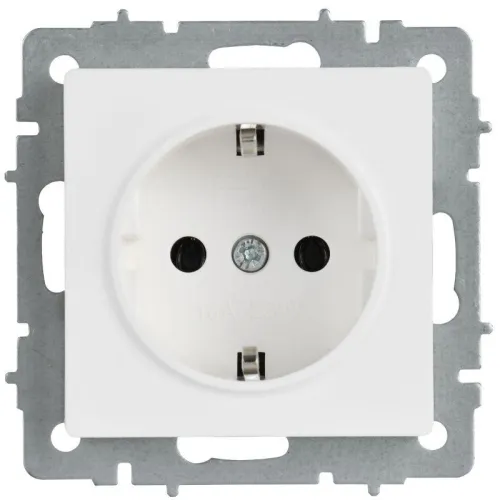 Розетка BRITE РС11-1-0-БрАБ 16А с заземл. без защ. шторок механизм арктич. бел. IEK BR-R11-16-K91 фото 2