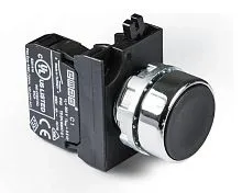 Кнопка нажимная круглая CM102DН (1НО+1НЗ) черн. EMAS CM102DH