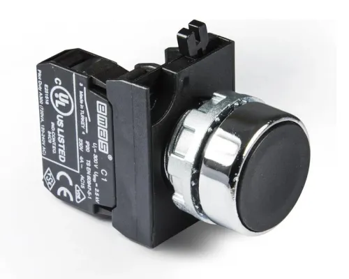 Кнопка нажимная круглая CM102DН (1НО+1НЗ) черн. EMAS CM102DH