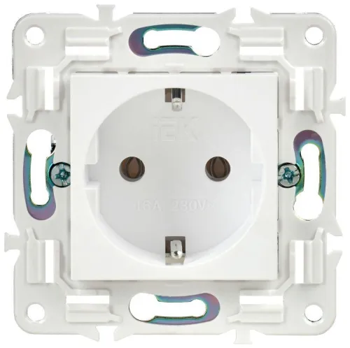 Розетка SKANDY 16А с заземл. без защ. шторок SK-R05W арктич. бел. IEK SK-R11-16-K01 фото 2