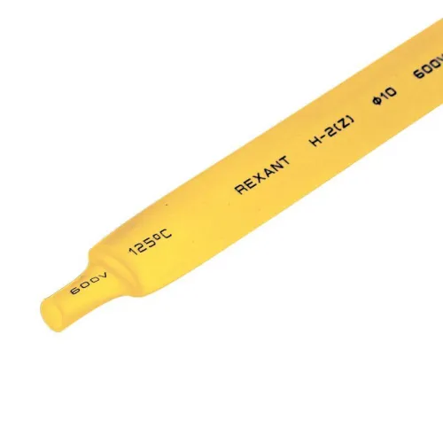 Трубка термоусадочная ТУТ нг 10.0/5.0 желт. 1м REXANT 21-0002 фото 2
