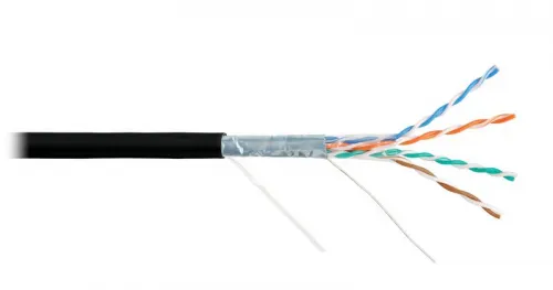 Кабель F/UTP 4 пары кат.5e (класс D) тест по ISO/IEC 100МГц ож BC (чистая медь) 24AWG (0.5мм) внутр./внеш. LSZH -40С нг(А)-HFLTx черн. (уп.305м) NIKOLAN NKL 4200C-BK