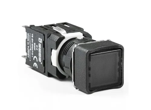 Кнопка нажимная возвратная квадратная (1НО) черн. EMAS D100KDH