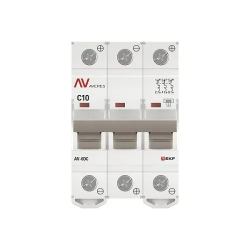 Выключатель автоматический модульный 3п C 10А 6кА AV-6 AVERES EKF mcb6-DC-3-10C-av фото 3