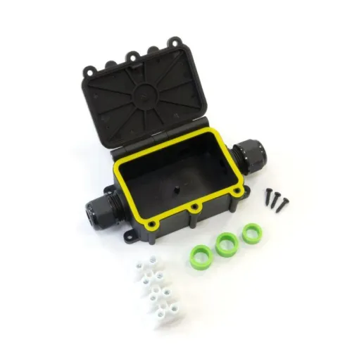 Коробка распределительная ОП 131х80х37 3-вводная IP68 ПА66 40А 450В d3.5-12мм с откидной крышкой черн. Промрукав PR08.13152 фото 2