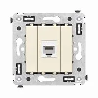 Розетка компьютерная 1-м СП Avanti "Ванильная дымка" RJ45 кат.6A без шторок механизм DKC 4405673
