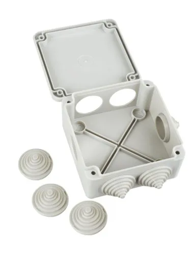 Коробка распаячная ОП КМ 100х100х45 IP44 6 вводов (RAL7035) IEK UKO11-100-100-045-K41-44 фото 4