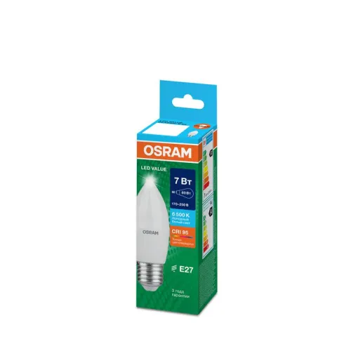 Лампа светодиодная LED G4 Value LVCLB60 7W/965 CRI95 7Вт 6500К 700лм свеча матов. E27 170-250В OSRAM 4058075579507 фото 6