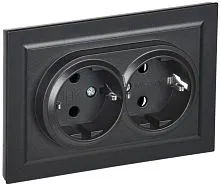 Розетка 2-м СП BRITE РС12-3-БрЧ 16А в сборе с заземл. без защ. шторок черн. IEK BR-R21-16-K02-F