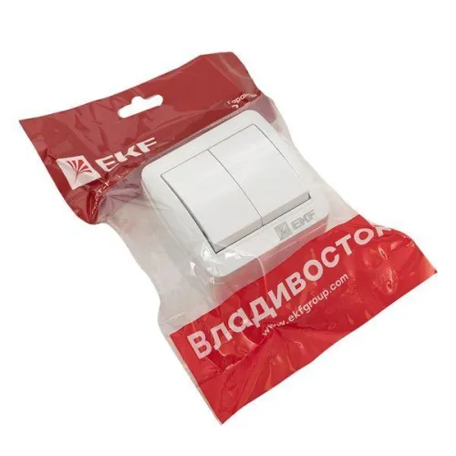 Выключатель 2-кл. ОП Владивосток 10А IP54 бел. PROxima EKF EQR16-023-30-54 фото 2