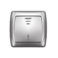 Переключатель проходной 1-кл. СП Маргарита 10А IP20 с подсветкой серебр. UNIVersal М0125-S