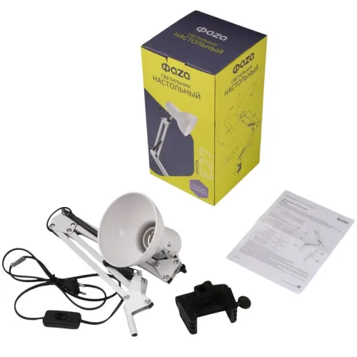 Светильник настольный TBL-01 под лампу Е27 на струбцине бел. ФАZА 5046214 фото 2