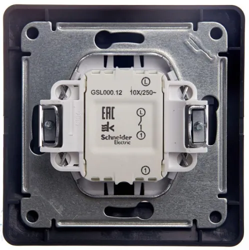 Выключатель 1-кл. СП Glossa 10А IP20 (сх. 1) 10AX в сборе графит SE GSL001312 фото 3