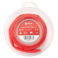 Трубка термоусадочная ТУТ нг 6/3 красн. ролик 2 м EKF tut-6-r-b