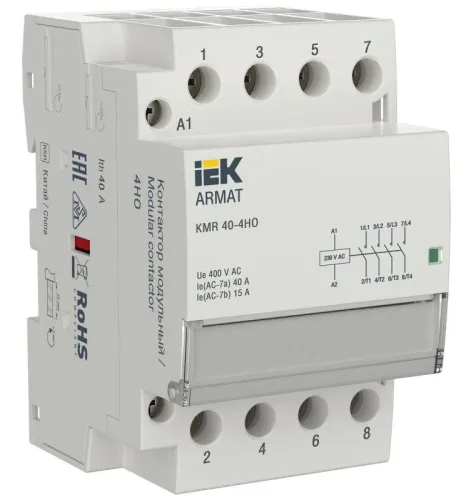 Контактор модульный KMR 40А 230В AC 4НО ARMAT IEK AR-KMR10-040-40-230