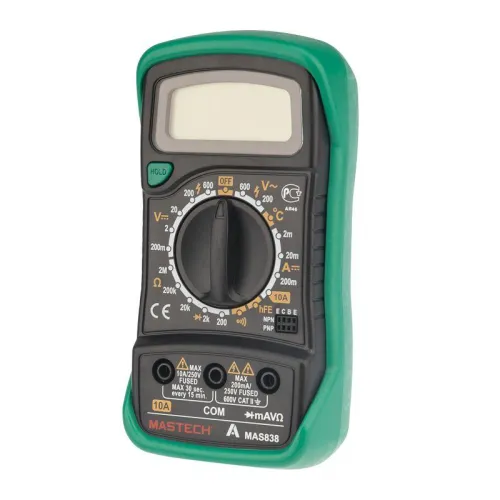 Мультиметр портативный MAS838 в кожухе с прозвонкой и измерением температуры Mastech 13-2008 фото 3