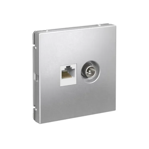 Розетка компьютерная + телевизионная 2-м ArtGallery RJ45 + TV кат.5E алюм. SE GAL000389 фото 2