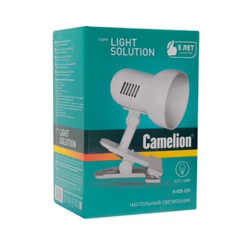 Светильник H-035 прищепка 220В 40Вт метал. бел. Camelion 7198 фото 7