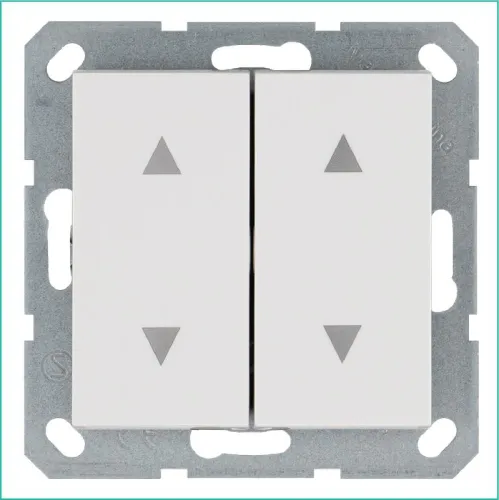 Выключатель для жалюзи 2-кл. 10А IP20 механизм бел. глянцевый Jasmart G3028W