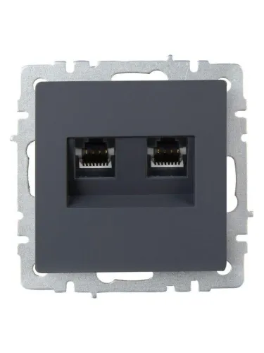Розетка компьютерная двойн. СП RJ45 кат.6 BRITE РК11-2-БрГ механизм графит IEK BR-K20-2-K53 фото 2