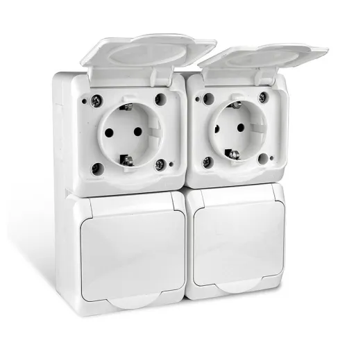 Розетка 4-м ОП Nix 16А IP54 250В с заземл. с крышкой бел. TOKOV ELECTRIC TKE-NX-R4Z-C01-IP54 фото 2