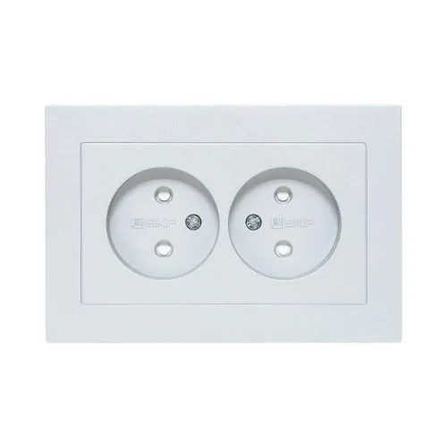 Розетка 2-м СП Эпика 16А без заземл. защ. шторки с рамкой механизм алюм. EKF UP1-SOA-201 фото 5