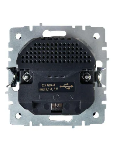 Розетка BRITE РЮш10-1-БрС 16А с USB A+A 2.1А с заземл. защ. шторки механизм сталь IEK BR-R14-16-U21-D21-K46 фото 2