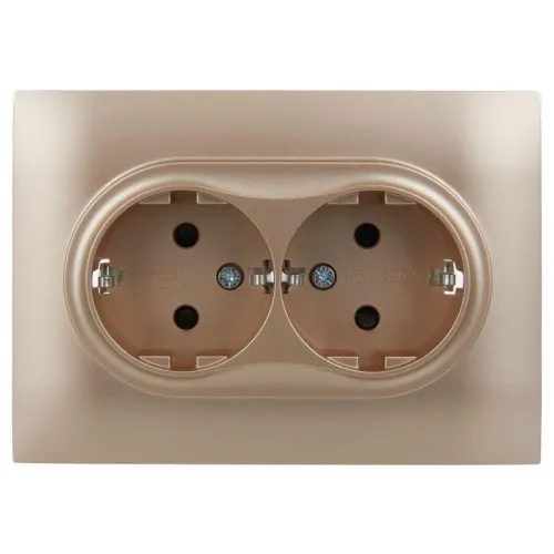 Розетка 2-м SKANDY 16А с заземл. защ. шторки в сборе SK-R07Sa песочн. IEK SK-R24-16-K98-F фото 2