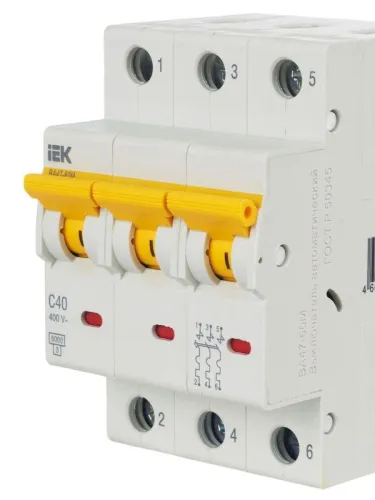 Выключатель автоматический модульный 3п C 40А 6кА ВА47-60M KARAT IEK MVA31-3-040-C фото 9