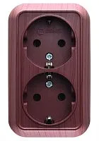 Розетка 2-м ОП 16А IP20 с заземл. орех Makel 45482