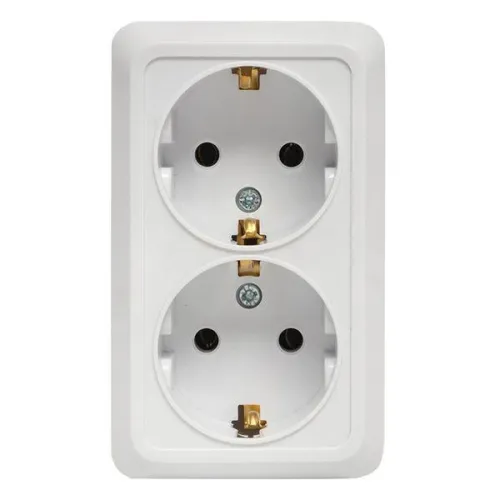 Розетка 2-м ОП Рим 16А IP20 с заземл. бел. EKF ENR16-128-10 фото 3