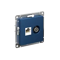 Розетка компьютерная + телевизионная 2-м СП AtlasDesign RJ45 кат.5E + TV механизм аквамарин SE ATN001189