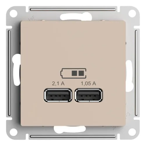 Розетка USB AtlasDesign тип A+A 5В/2.1А 2х5В/1.05А механизм песочн. SE ATN001233 фото 2