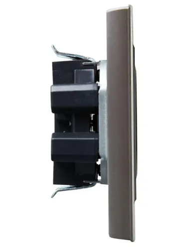 Розетка 2-м СП BRITE РСш12-2-БрС 10А в сборе без заземл. защ. шторки сталь IEK BR-R23-10-K46-F фото 3