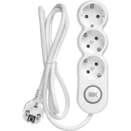 Удлинитель 3х1.5м с заземл. 16А IP20 Uno У03В 2P+PE 250В 3х1.5 IEK WYP53-16-03-D15-ZK фото 2