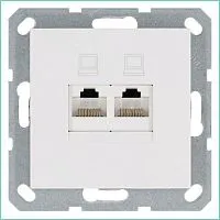 Розетка компьютерная 2-м RJ45 IP20 кат. 6 механизм бел. глянцевый Jasmart G6108W