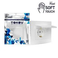 Розетка 1-м СП Pixel 16А IP20 с заземл. защ. шторки с крышкой механизм айс TOKOV ELECTRIC TKE-PX-R1ZSW1-C34