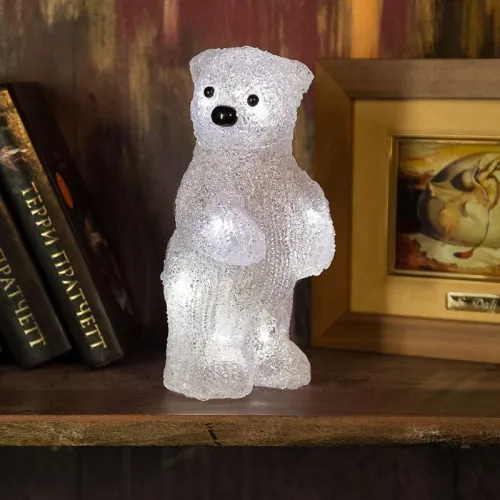 Фигура светодиодная акриловая "Медвежонок" 12х22х13см 10LED бел. 0.5Вт 4.5В IP20 элементы питания 3хAAA (не в компл.) Neon-Night 513-311 фото 3