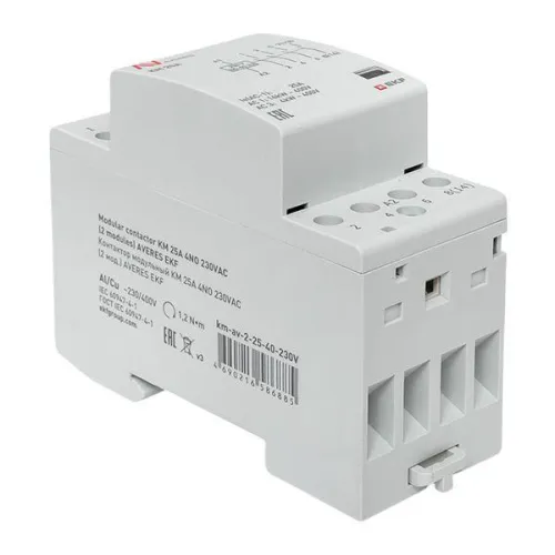 Контактор модульный КМ 25А 4NO 230В AC (2 мод.) AVERES EKF km-av-2-25-40-230V фото 3