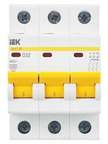 Выключатель автоматический модульный 3п D 32А 4.5кА ВА47-29 KARAT IEK MVA20-3-032-D фото 2