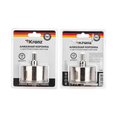 Коронка алмазная 68мм с центровочным сверлом Kranz KR-92-0018 фото 7