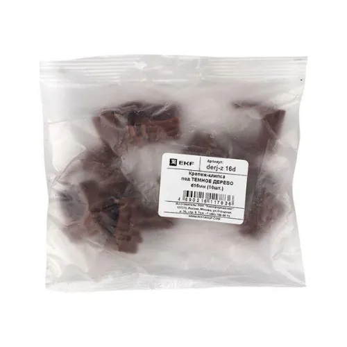 Держатель для труб (клипса) d16мм темн. дерево (уп.10шт) Plast EKF derj-z-16d фото 7