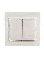 Выключатель 2-кл. СП Mira 10А IP20 со вставкой жемчуж./бел. перламутр. LEZARD 701-3030-101