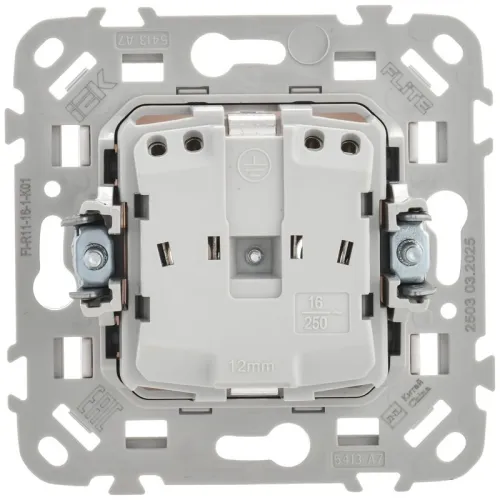 Розетка СП FLITE РС11-1-ФлБ 16А с заземл. без защ. шторок безвинтовое крепление механизм бел. IEK FI-R11-16-1-K01 фото 4