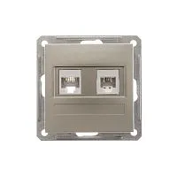 Розетка компьютерная + телефонная 2-м СП W59 RJ45 + RJ11 кат.5E 1А механизм шампань SE RSI-251TK5E-4-86