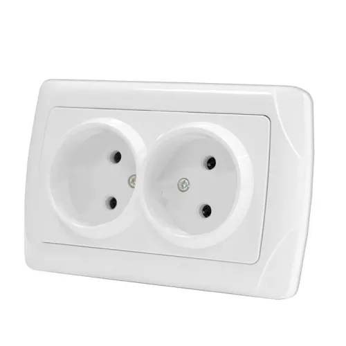 Розетка 2-м СП Маргарита 16А IP20 без заземл. бел. UNIVersal М0102 фото 3