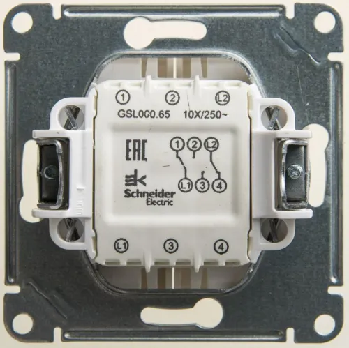 Переключатель проходной 2-кл. СП Glossa 10А IP20 (сх. 6/2) 10AX механизм перламутр SE GSL000665 фото 2